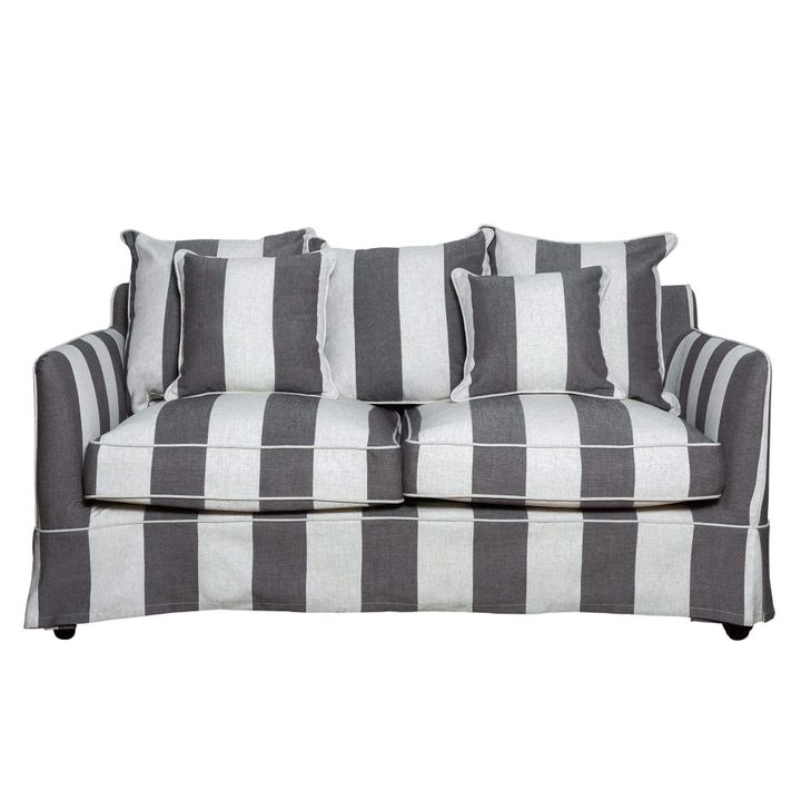 Noosa Hamptons 3 Seat Sofa Grey/Cream Stripe