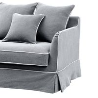 Noosa Hamptons 3 Seat Sofa Grey W/White Piping