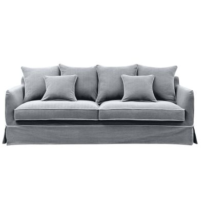 Noosa Hamptons 3 Seat Sofa Grey W/White Piping