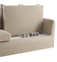 Noosa Hamptons 3 Seat Sofa Natural W/White Piping