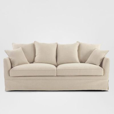 Noosa Hamptons 3 Seat Sofa Beige Linen Blend