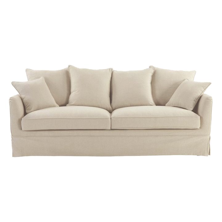 Noosa Hamptons 3 Seat Sofa Beige Linen Blend