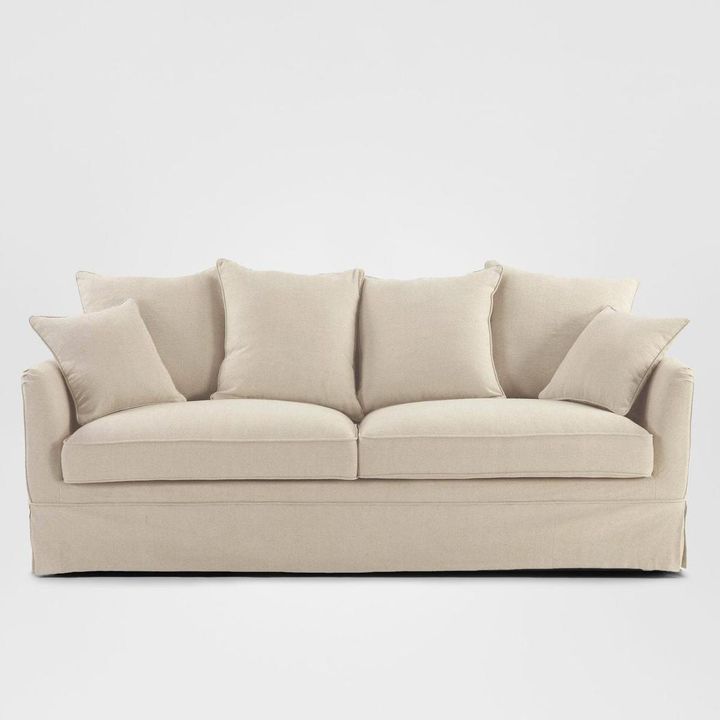 Noosa Hamptons 3 Seat Sofa Beige Linen Blend