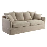 Noosa Hamptons 3 Seat Sofa Natural W/Natural Piping