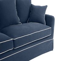 Noosa Hamptons 3 Seat Sofa Navy W/White Piping