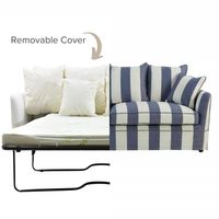 Noosa Hamptons 3 Seat Queen Sofa Bed Denim/Cream Stripe