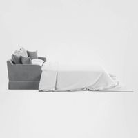 Noosa Hamptons 3 Seat Queen Sofa Bed Grey W/White Piping