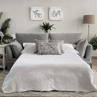 Noosa Hamptons 3 Seat Queen Sofa Bed Grey W/White Piping