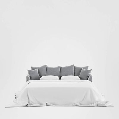 Noosa Hamptons 3 Seat Queen Sofa Bed Grey W/White Piping