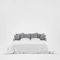 Noosa Hamptons 3 Seat Queen Sofa Bed Grey W/White Piping