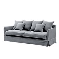 Noosa Hamptons 3 Seat Queen Sofa Bed Grey W/White Piping