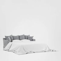 Noosa Hamptons 3 Seat Queen Sofa Bed Grey W/White Piping