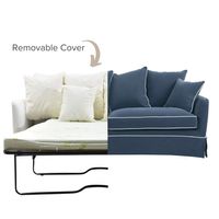 Noosa Hamptons 3 Seat Queen Sofa Bed Navy W/White Piping