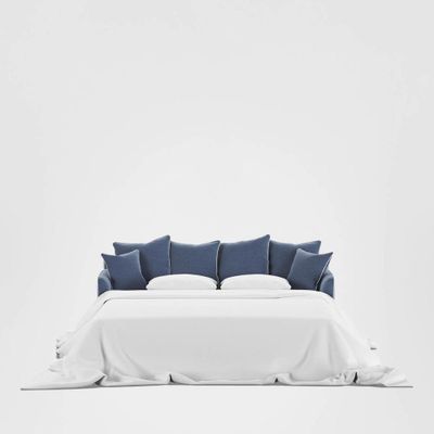 Noosa Hamptons 3 Seat Queen Sofa Bed Navy W/White Piping