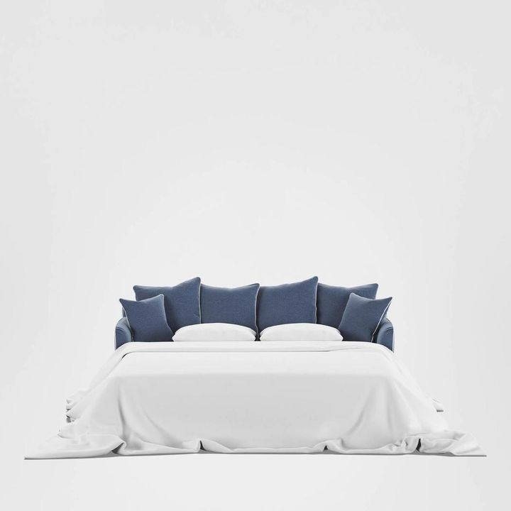 Noosa Hamptons 3 Seat Queen Sofa Bed Navy W/White Piping