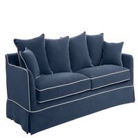 Noosa Hamptons 3 Seat Queen Sofa Bed Navy W/White Piping