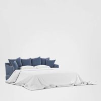 Noosa Hamptons 3 Seat Queen Sofa Bed Navy W/White Piping