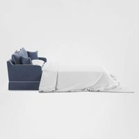 Noosa Hamptons 3 Seat Queen Sofa Bed Navy W/White Piping