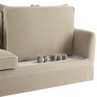 Noosa Hamptons 3 Seat Queen Sofa Bed Natural W/White Piping