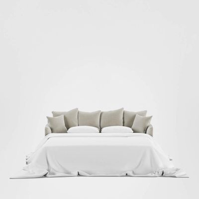 Noosa Hamptons 3 Seat Queen Sofa Bed Natural W/White Piping