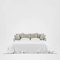 Noosa Hamptons 3 Seat Queen Sofa Bed Natural W/White Piping