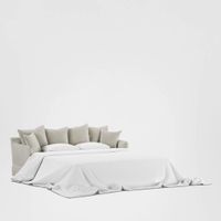 Noosa Hamptons 3 Seat Queen Sofa Bed Natural W/White Piping