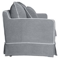 Noosa Hamptons 2 Seat Sofa Grey W/White Piping