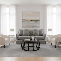 Noosa Hamptons 2 Seat Sofa Grey W/White Piping