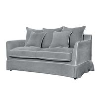 Noosa Hamptons 2 Seat Sofa Grey W/White Piping