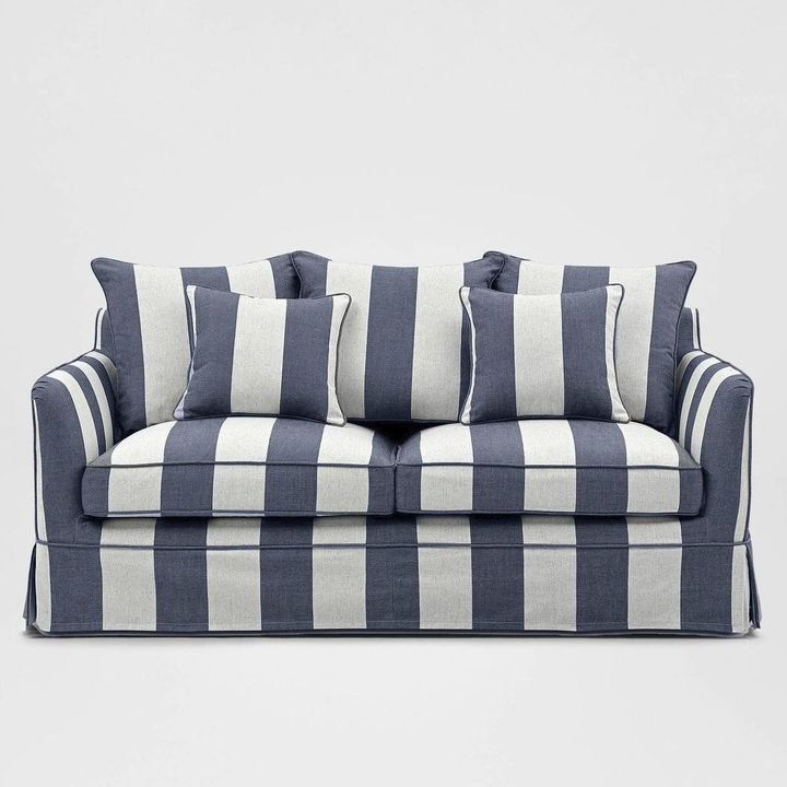 Noosa Hamptons 2 Seat Sofa Denim/Cream