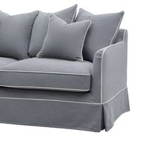 Noosa Hamptons 2.5 Seat Sofa Grey W/White Piping