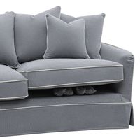 Noosa Hamptons 2.5 Seat Sofa Grey W/White Piping