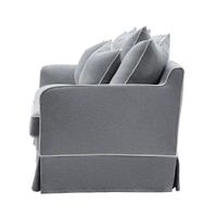 Noosa Hamptons 2.5 Seat Sofa Grey W/White Piping