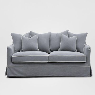 Noosa Hamptons 2.5 Seat Sofa Grey W/White Piping