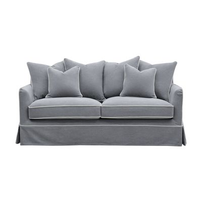 Noosa Hamptons 2.5 Seat Sofa Grey W/White Piping