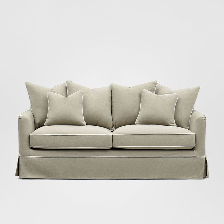 Noosa Hamptons 2.5 Seat Sofa Natural W/White Piping