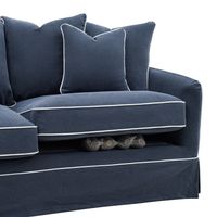 Noosa Hamptons 2.5 Seat Sofa Navy W/White Piping