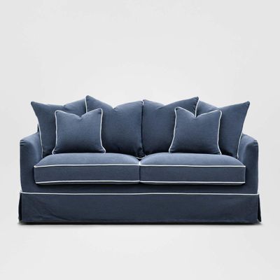 Noosa Hamptons 2.5 Seat Sofa Navy W/White Piping