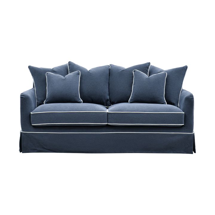 Noosa Hamptons 2.5 Seat Sofa Navy W/White Piping