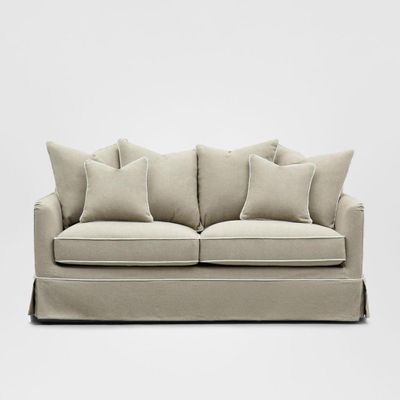 Noosa Hamptons 2 Seat Sofa Natural W/White Piping