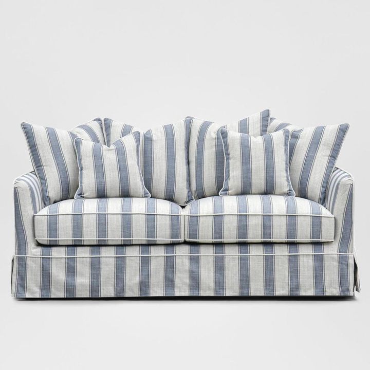 Noosa Hamptons 2.5 Seat Sofa Bed Blue Sky Stripe