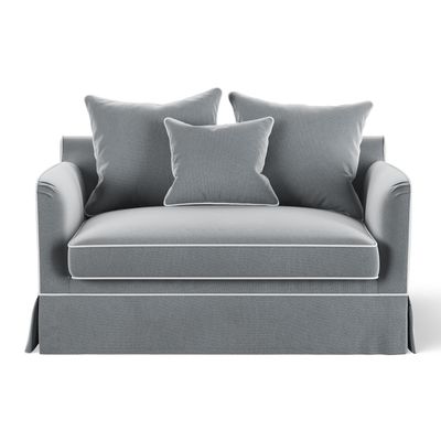 Noosa Hamptons 1.5 Seat Sofa Bed Grey W/White Piping