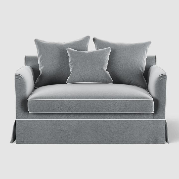 Noosa Hamptons 1.5 Seat Sofa Bed Grey W/White Piping