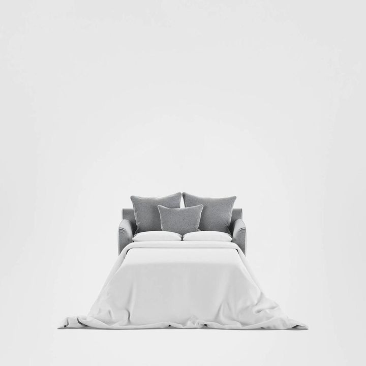 Noosa Hamptons 1.5 Seat Sofa Bed Grey W/White Piping