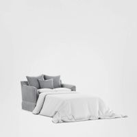 Noosa Hamptons 1.5 Seat Sofa Bed Grey W/White Piping