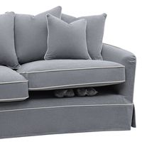 Noosa Hamptons 2.5 Seat Sofa Bed Grey W/White Piping