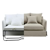 Noosa Hamptons 2.5 Seat Sofa Bed Grey W/White Piping