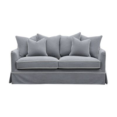 Noosa Hamptons 2.5 Seat Sofa Bed Grey W/White Piping