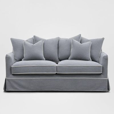 Noosa Hamptons 2.5 Seat Sofa Bed Grey W/White Piping