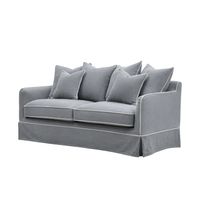 Noosa Hamptons 2.5 Seat Sofa Bed Grey W/White Piping